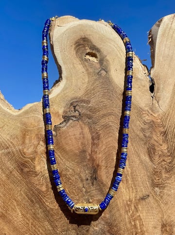 Taboo Pozłacany naszyjnik z lapis lazuli - dł. 40 cm