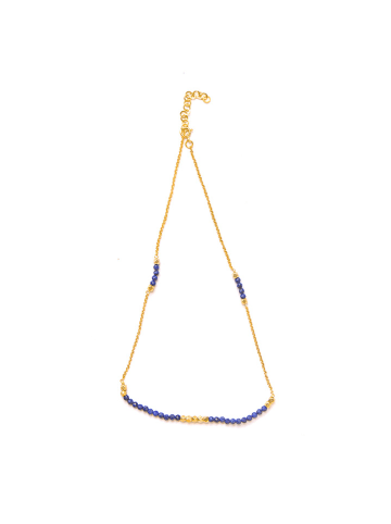 Taboo Pozłacany naszyjnik z lapis lazuli - dł. 40 cm