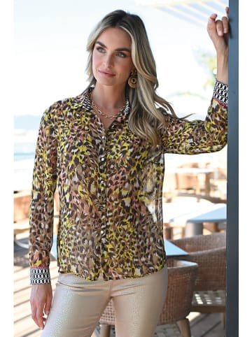 Bleu d'Azur Bluse "Rwanda" in Braun/ Gelb