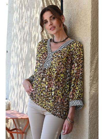 Bleu d'Azur Bluse "Saki" in Braun/ Gelb