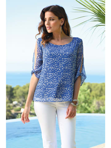 Bleu d'Azur Blouse "Aveiro" blauw/wit