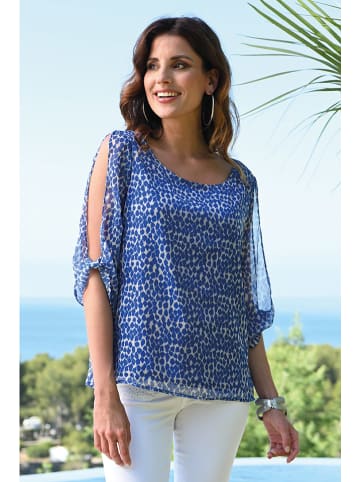 Bleu d'Azur Blouse "Aveiro" blauw/wit