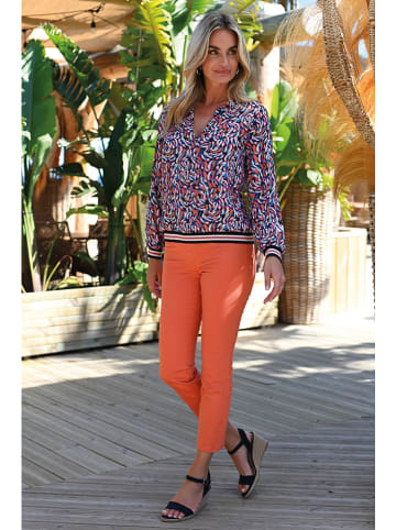 Bleu d'Azur Bluse "Memphis" in Dunkelblau/ Orange/ Weiß