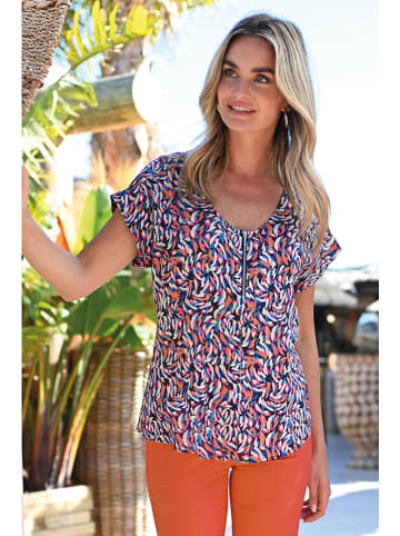 Bleu d'Azur Bluse "San Diego"  in Dunkelblau/ Orange/ Creme