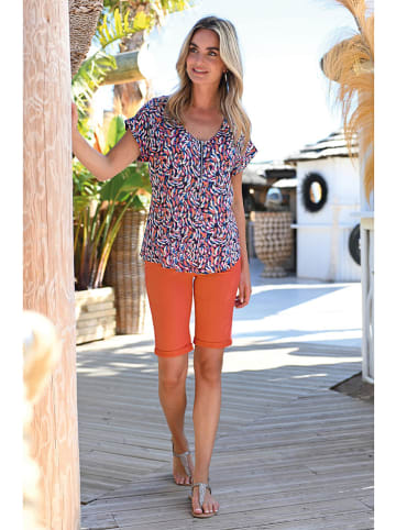 Bleu d'Azur Bluse "San Diego"  in Dunkelblau/ Orange/ Creme