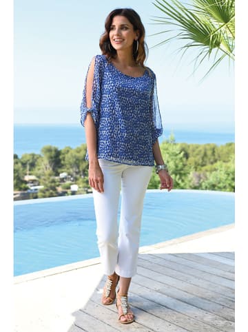Bleu d'Azur Jeans "Giulia" in Blau/ Weiß