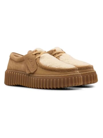 Clarks Leder-Schnürschuhe "Torhill Bee" in Beige