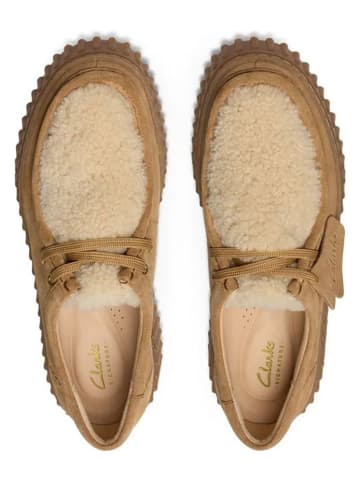 Clarks Leder-Schnürschuhe "Torhill Bee" in Beige