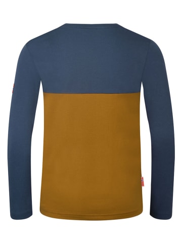 Trollkids Longsleeve "Bergen" in Hellbraun/ Dunkelblau