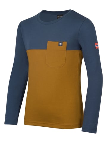 Trollkids Longsleeve "Bergen" in Hellbraun/ Dunkelblau