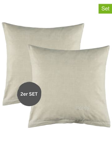 ESPRIT 2er- Set: Renforcé-Kissenhüllen "E-Harp" in Grau