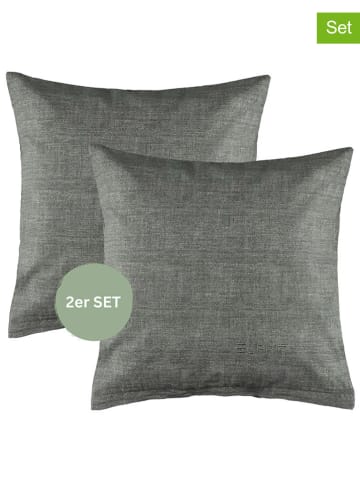 ESPRIT 2er- Set: Renforcé-Kissenhüllen "E-Harp" in Anthrazit