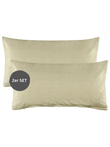 ESPRIT 2er- Set: Renforcé-Kissenhüllen "E-Harp" in Beige