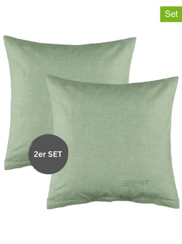 ESPRIT 2er- Set: Renforcé-Kissenhüllen "E-Harp" in Mint in Grün