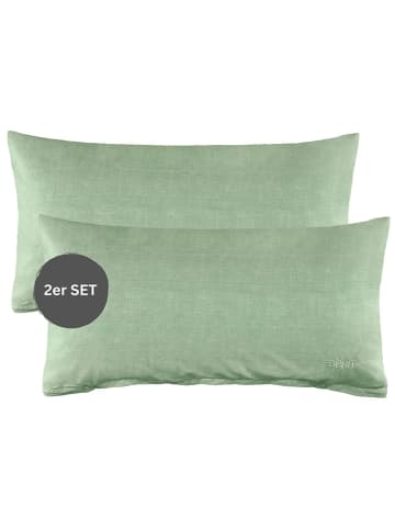 ESPRIT 2er- Set: Renforcé-Kissenhüllen "E-Harp" in Mint in Grün