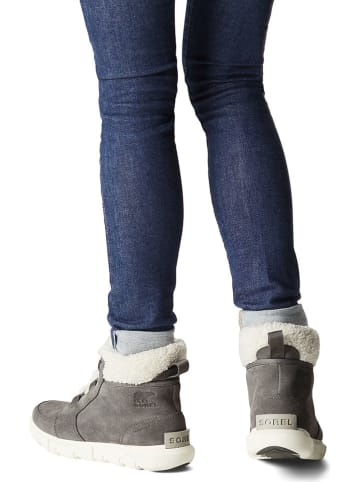 Sorel Leder-Winterboots "Explorer II" in Grau/ Weiß