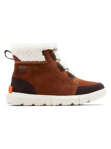 Sorel Leder-Winterboots "Explorer II" in Hellbraun/ Weiß