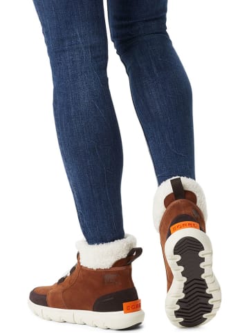 Sorel Leren winterboots "Explorer II" lichtbruin/wit