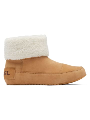 Sorel Leder-Winterboots "Explorer III" in Hellbraun/ Weiß