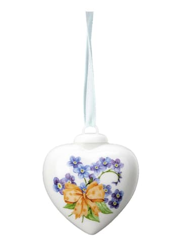 Hutschenreuther Zawieszka dekoracyjna w kolorze białym ze wzorem - dł. 4,5 cm