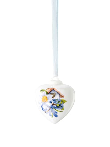 Rosenthal Zawieszka dekoracyjna w kolorze białym ze wzorem - dł. 4,5 cm