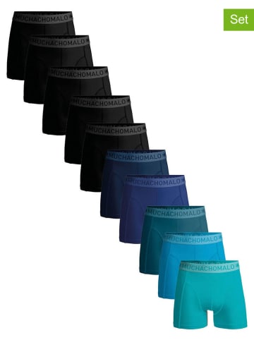 Muchachomalo 10er-Set: Boxershorts in Schwarz/ Dunkelblau/ Blau