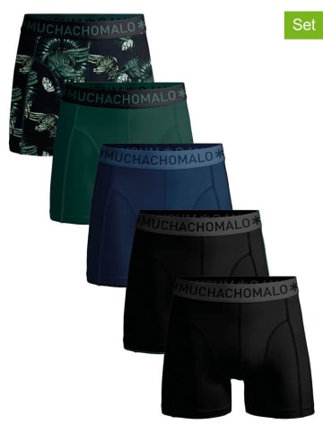 Muchachomalo 5er-Set: Boxershorts in Dunkelblau/ Schwarz/ Grün