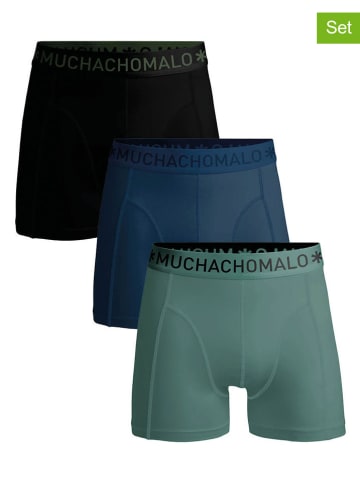Muchachomalo 3er-Set: Boxershorts in Dunkelblau/ Schwarz/ Grün