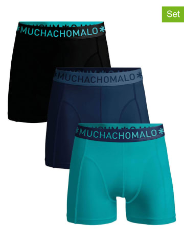 Muchachomalo 3er-Set: Boxershorts in Dunkelblau/ Schwarz/ Türkis