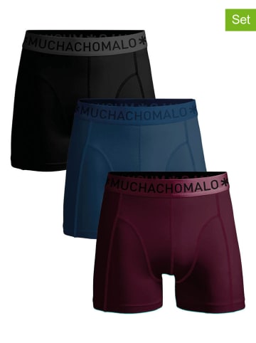 Muchachomalo 3er-Set: Boxershorts in Dunkelblau/ Bordeaux/ Schwarz