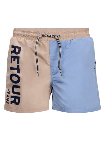 Retour Badeshorts "Renzo" in Beige/ Hellblau