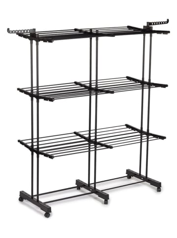 Vitapur Wäscheständer ''Duo'' in Schwarz - (B)134 x (H)170 x (T)65 cm