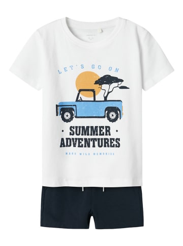 name it 2-delige outfit "Jaspen" wit/zwart