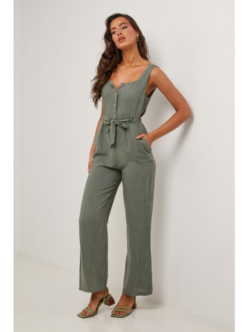 Le Monde du Lin Leinen-Jumpsuit in Grün