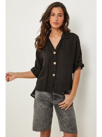 Le Monde du Lin Linnen blouse zwart