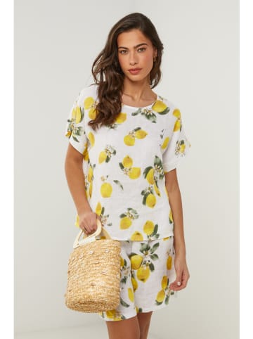 Le Monde du Lin Linnen shirt wit/geel