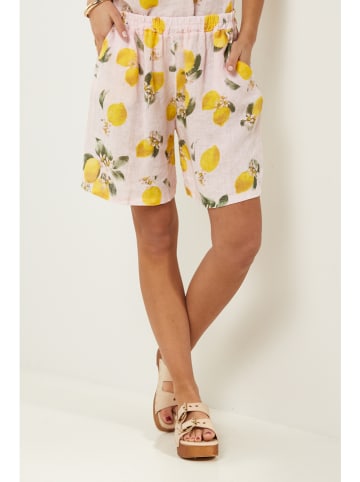 Le Monde du Lin Leinen-Shorts in Rosa/ Gelb