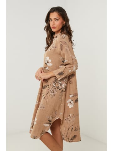 Le Monde du Lin Leinen-Kleid in Hellbraun