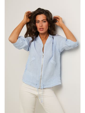 Le Monde du Lin Leinen-Blouson in Hellblau