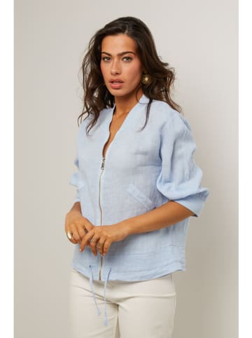 Le Monde du Lin Linnen blouson lichtblauw