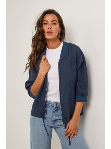Le Monde du Lin Linnen blouson donkerblauw
