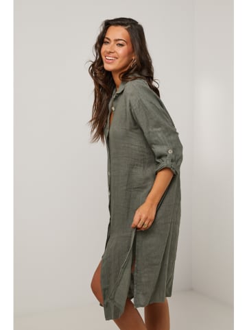 Le Monde du Lin Lniana sukienka w kolorze khaki