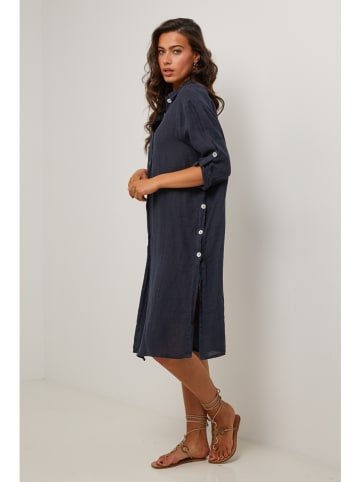 Le Monde du Lin Leinen-Kleid in Dunkelblau