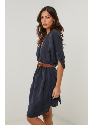 Le Monde du Lin Leinen-Kleid in Dunkelblau
