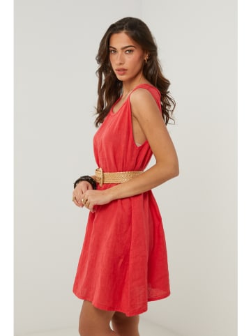 Le Monde du Lin Leinen-Kleid in Rot