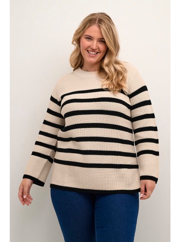 KAFFE curve Pullover in Beige/ Schwarz