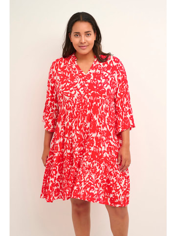 Kaffe Kleid in Rot/ Weiß