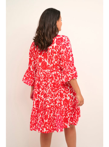 Kaffe Kleid in Rot/ Weiß