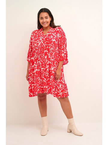 Kaffe Kleid in Rot/ Weiß