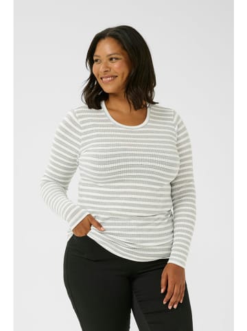 Kaffe Longsleeve lichtgrijs/wit